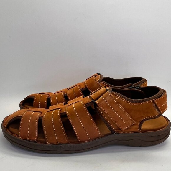 Propet Joseph Brown Fisherman Sandals Mens Size 15M Leather Comfort Hook Loop - Picture 2 of 15